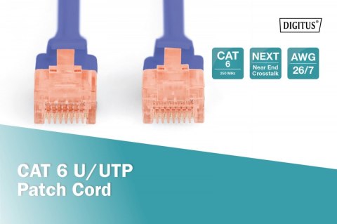 Patch cord U/UTP kat.6 PVC 5m niebieski Patch cord U/UTP kat.6 PVC 5m niebieski