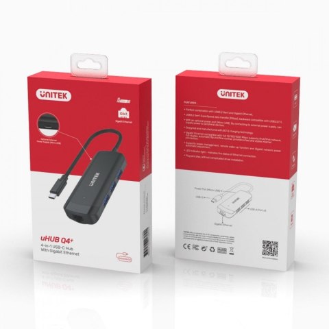 Hub USB-C Aktywny; 3x USB-A 5Gbps; RJ-45 1Gbps Hub USB-C Aktywny; 3x USB-A 5Gbps; RJ-45 1Gbps
