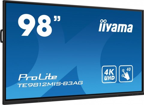 Monitor 97.5 cala ProLite TE9812MIS-B3AG,INFRARED,40pkt,IPS,4K, 24/7, 7H, WiFi,VGA, HDMI, USB-c, Bluetooth,metal,8ms, vesa, głoś Monitor 97.5 cala ProLite TE9812MIS-B3AG,INFRARED,40pkt,IPS,4K, 24/7, 7H, WiFi,VGA, HDMI, USB-c, Bluetooth,metal,8ms, vesa, głoś