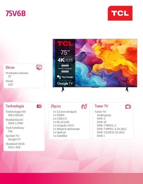 Telewizor LED 75 cali 75V6B