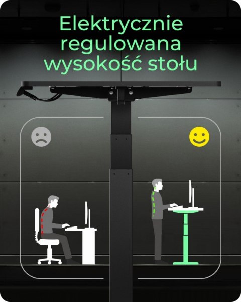 Biurko elektrycznie regulowane z blatem IB-EW122B-TT 140x70 cm do siedzenia i stania Biurko elektrycznie regulowane z blatem IB-EW122B-TT 140x70 cm do siedzenia i stania