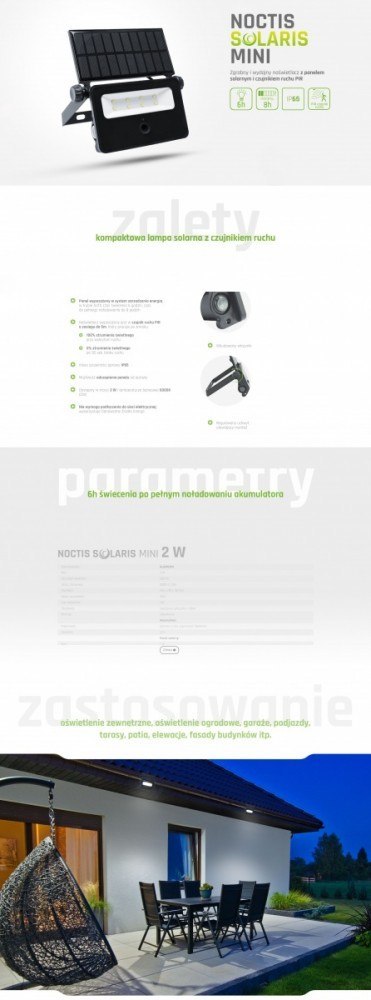 Naświetlacz solarny Noctis Solaris Mini IP65 Naświetlacz solarny Noctis Solaris Mini IP65