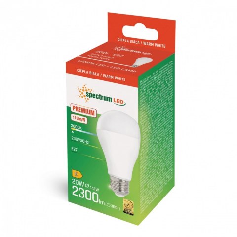 Żarówka LED GLS E27 20W WW 3000K 2300lm 230V Żarówka LED GLS E27 20W WW 3000K 2300lm 230V