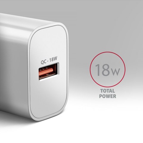 ACU-QC18W Ładowarka sieciowa QC 18W, 1x port USB-A, QC3.0/AFC/FCP/SMART Biała ACU-QC18W Ładowarka sieciowa QC 18W, 1x port USB-A, QC3.0/AFC/FCP/SMART Biała