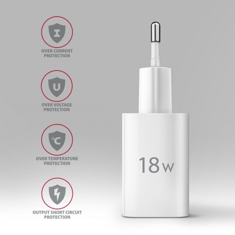 ACU-QC18W Ładowarka sieciowa QC 18W, 1x port USB-A, QC3.0/AFC/FCP/SMART Biała ACU-QC18W Ładowarka sieciowa QC 18W, 1x port USB-A, QC3.0/AFC/FCP/SMART Biała