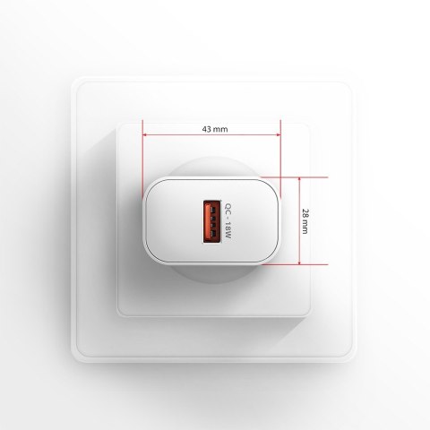 ACU-QC18W Ładowarka sieciowa QC 18W, 1x port USB-A, QC3.0/AFC/FCP/SMART Biała ACU-QC18W Ładowarka sieciowa QC 18W, 1x port USB-A, QC3.0/AFC/FCP/SMART Biała
