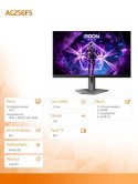 Monitor AG256FS 24.5 cala 390Hz Fast IPS HDMIx2 DP Pivot