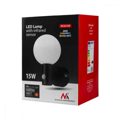 Lampa LED z czujnikiem ruchu MCE515 B Czarna Lampa LED z czujnikiem ruchu MCE515 B Czarna