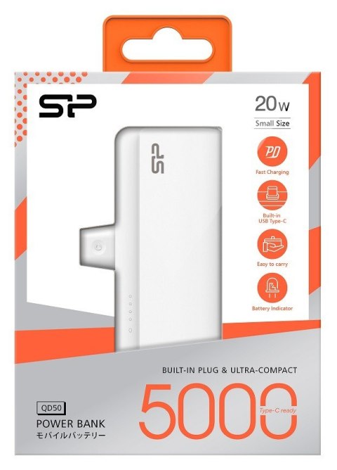 Power Bank QD50 USB-C 5000 mAh MINI biały Power Bank QD50 USB-C 5000 mAh MINI biały