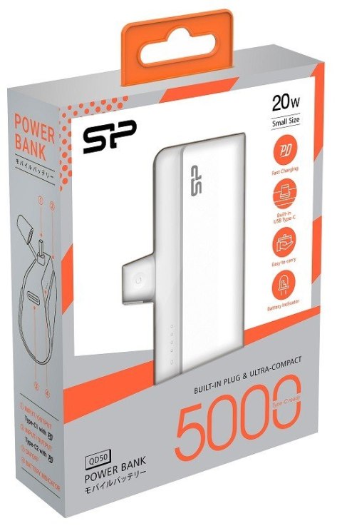 Power Bank QD50 USB-C 5000 mAh MINI biały Power Bank QD50 USB-C 5000 mAh MINI biały
