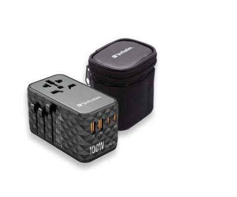 Adapter podróżny UTA-06 32121 ładowarka GaN PD 100W, QC 4+, 2x USB-C, 2x USB-A, 180 krajów