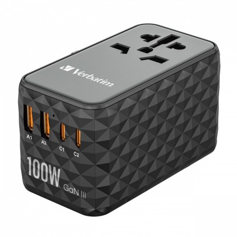 Adapter podróżny UTA-06 32121 ładowarka GaN PD 100W, QC 4+, 2x USB-C, 2x USB-A, 180 krajów