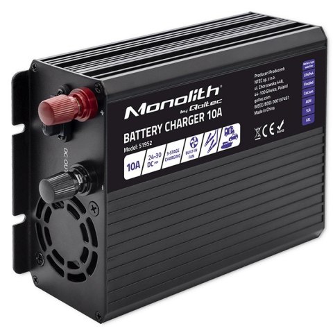 Inteligentna ładowarka Monolith do akumulatorów LiFePO4 AGM GEL SLA | 10A | 24V Inteligentna ładowarka Monolith do akumulatorów LiFePO4 AGM GEL SLA | 10A | 24V