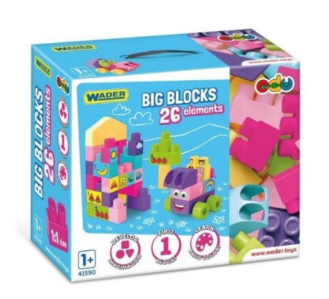 Klocki 26 elementów Big Blocks różowe
