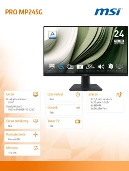 Monitor 23.8 cala PRO MP245G LED/FHD/Flat/100Hz/czarny