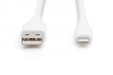 Kabel połączeniowy silikonowy USB-A - Lightning, USB 2.0 12W, certyfikat MFI, 1m Biały Kabel połączeniowy silikonowy USB-A - Lightning, USB 2.0 12W, certyfikat MFI, 1m Biały
