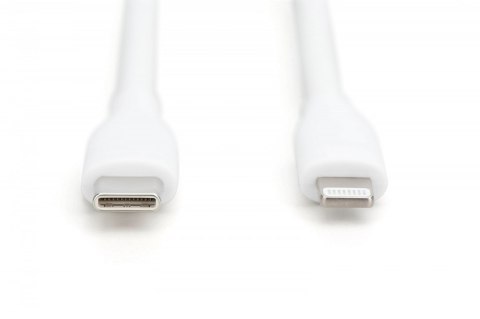 Kabel połączeniowy silikonowy USB-C - Lightning, USB 2.0 60W, certyfikat MFI, 0,5m Biały Kabel połączeniowy silikonowy USB-C - Lightning, USB 2.0 60W, certyfikat MFI, 0,5m Biały