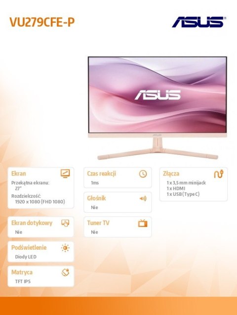 Monitor 27 cali VU279CFE-G VU IPS 100Hz HDMI USB-C 15W