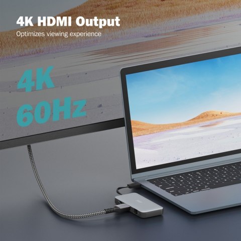 Stacja dokująca podróżna USB-C 7 portowa, max. 4K/60Hz z HDR, HDMI, USB-A 3.2 Gen1, Gigabit Ethernet, SD/Micro SD, PD 100W Stacja dokująca podróżna USB-C 7 portowa, max. 4K/60Hz z HDR, HDMI, USB-A 3.2 Gen1, Gigabit Ethernet, SD/Micro SD, PD 100W