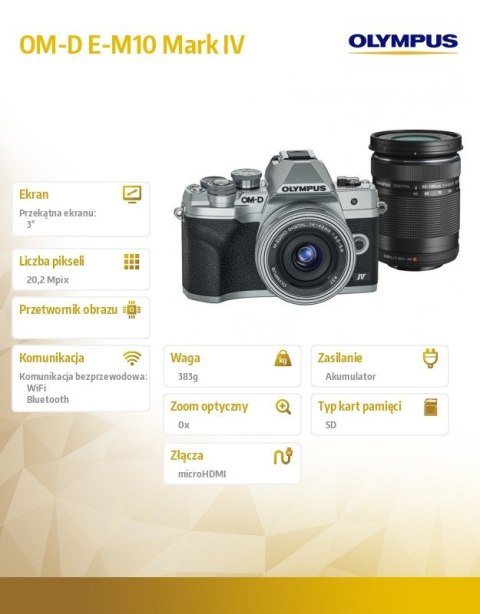 Aparat OM-D E-M10 Mark IV + 14-150mm silver Aparat OM-D E-M10 Mark IV + 14-150mm silver