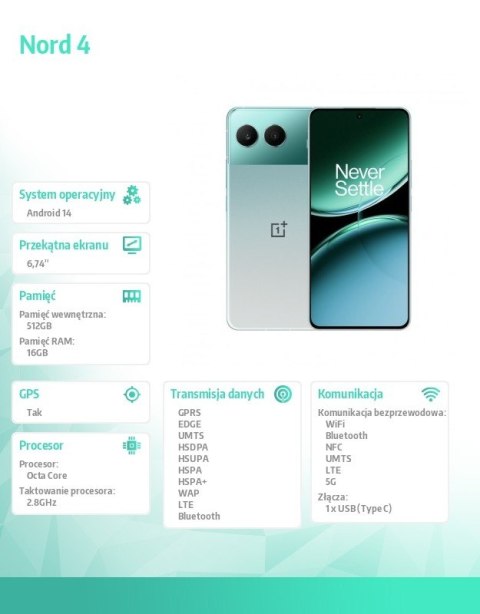 Smartfon Nord 4 5G 16/ 512 GB CPH2663 zielony