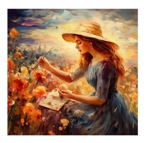 Diamentowa mozaika - Kobieta w kapeluszu