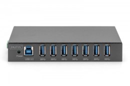 Hub/Koncentrator przemysłowy 7-portowy USB 3.0 SuperSpeed aktywny, metalowa konstrukcja, szyna DIN