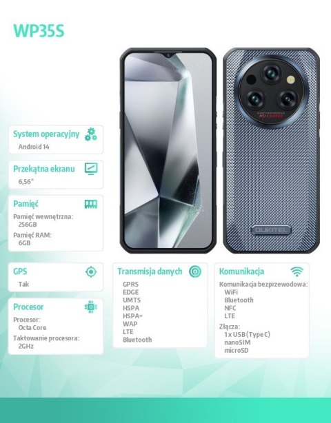 Smartfon WP35S 4G 6/256GB IP69K Szary