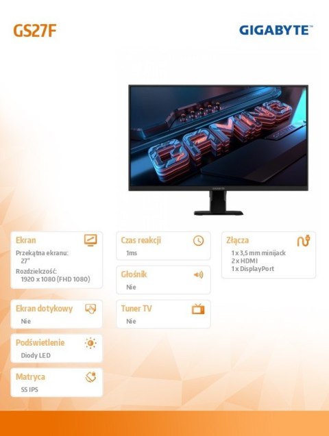 Monitor 27 cali GS27F gaming