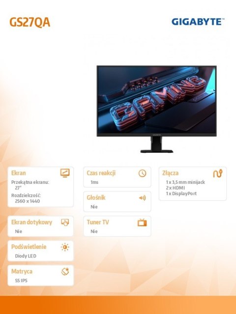 Monitor 27 cali GS27QA gaming