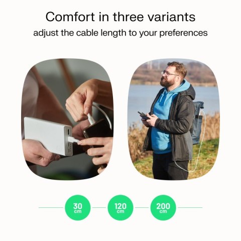 Kabel USB-C-USB-C PowerStream 100W oplot 0,3m biały