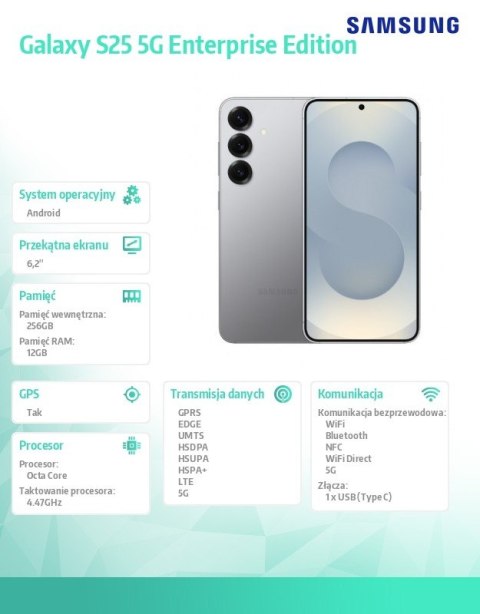 Smartfon Galaxy S25 5G 12/256GB DualSIM Enterprise Edition srebrny