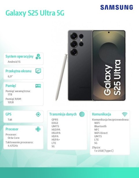 Smartfon Galaxy S25 Ultra DualSIM 5G 12GB/1TB czarny