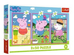 Puzzle 3x50 elementów Świnka Peppa siła przyjaźni