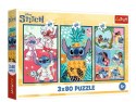 Puzzle 3x80 elementów Stitch świat