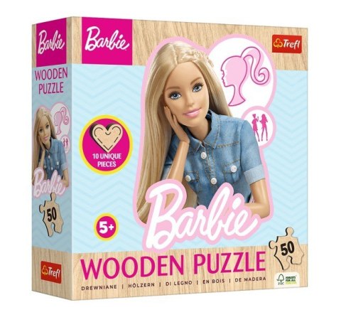 Puzzle drewniane 50 elementów Ulubiona modna Barbie