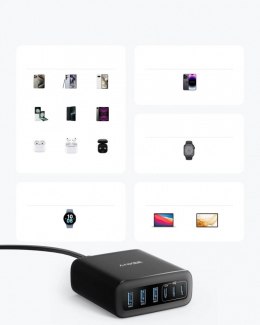 Ładowarka GaN 112W 3xUSB-A 3xUSB-C czarna