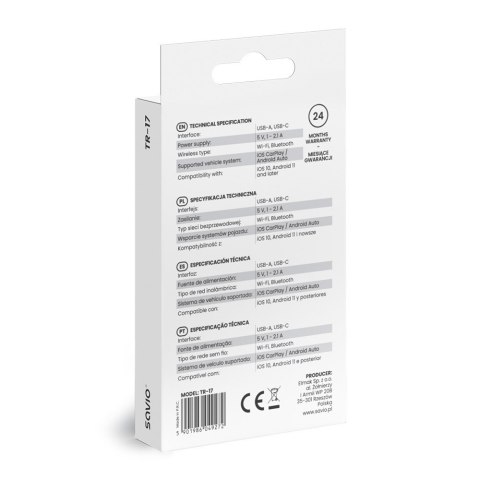 Adapter bezprzewodowy CarPlay & Android Auto TR-17 Adapter bezprzewodowy CarPlay & Android Auto TR-17