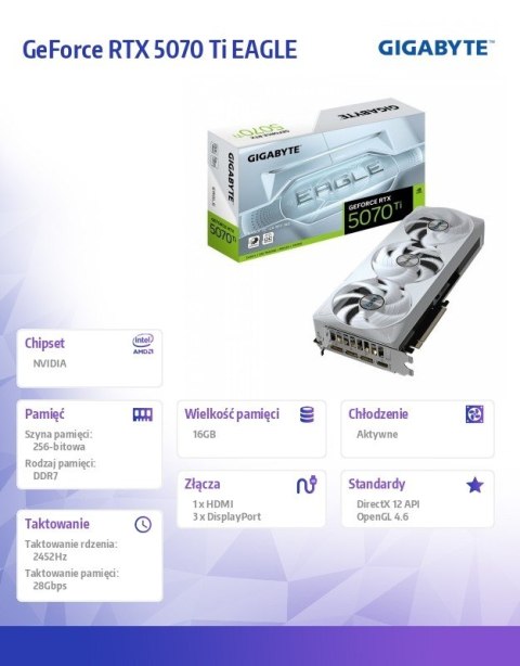 Karta graficzna GeForce RTX 5070 Ti EAGLE OC ICE SFF 16G 256BIT GDDR7
