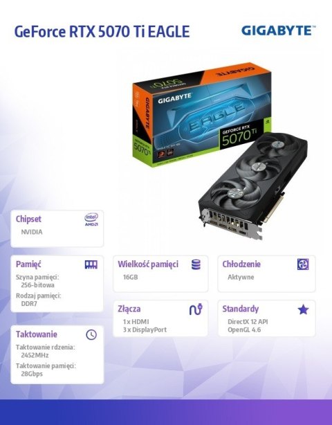 Karta graficzna GeForce RTX 5070 Ti EAGLE OC SFF 16G 256BIT GDDR7 3DP/HDMI Karta graficzna GeForce RTX 5070 Ti EAGLE OC SFF 16G 256BIT GDDR7 3DP/HDMI