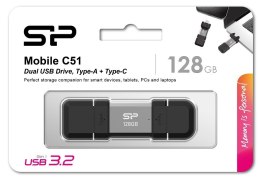 Pendrive C51 128GB USB-A USB-C 120 MB/s srebrny