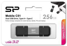 Pendrive C51 256GB USB-A USB-C 200 MB/s srebrny