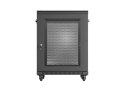 Szafa instalacyjna rack stojąca 19 cali 15U 600x600 drzwi perforowane czarna (Flat pack)