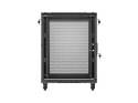 Szafa instalacyjna rack stojąca 19 cali 15U 600x600 drzwi perforowane czarna (Flat pack)