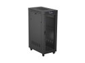 Szafa instalacyjna rack stojąca 19 cali 32U 600x1000 drzwi perforowane LCD czarna (Flat pack)
