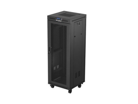 Szafa instalacyjna rack stojąca 19 cali 32U 600x600 drzwi perforowane LCD czarna (Flat pack)