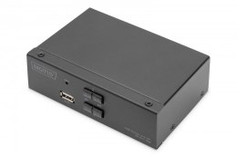 Przełącznik KVM, 2 portowy, 4K 60Hz, 2xDisplayPort IN, 1xDisplayPort OUT, 2xUSB, 2xAudio IN&OUT