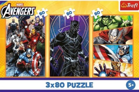 Puzzle 3x80 elementów Dni pełne akcji Avengers