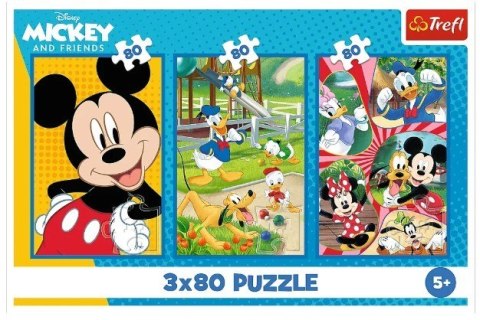 Puzzle 3x80 elementów Ekipa Myszki Miki