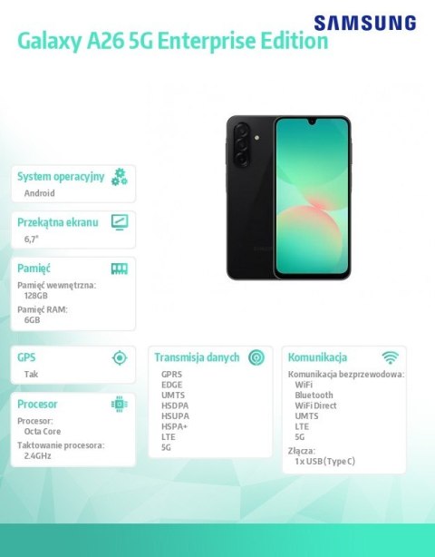Smartfon Galaxy A26 5G 6/128GB Enterprise Edition czarny